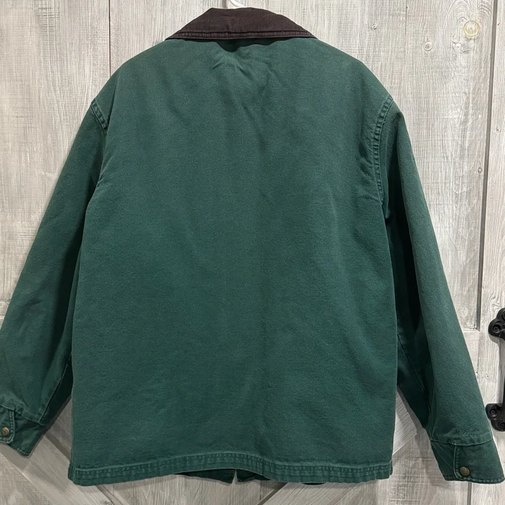 Men’s size L vintage Woolrich hunter green Sherpa lined barn coat with zipper - Picture 6 of 6